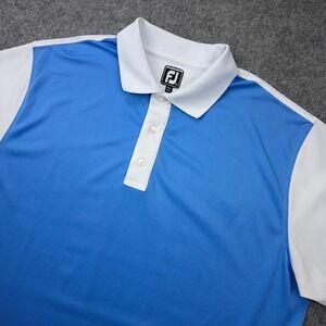 FootJoy Polo Shirt Mens XL Blue White Athletic Fit Golf Performance Breathable